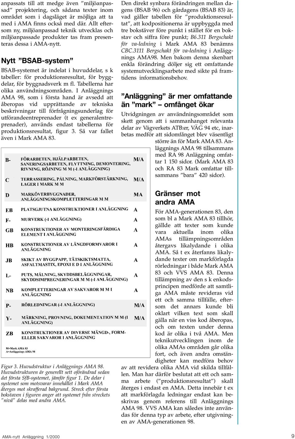 Nytt BSAB-system BSAB-systemet är indelat i huvuddelar, s k tabeller: för produktionsresultat, för byggdelar, för byggnadsverk m fl. Tabellerna har olika användningsområden.