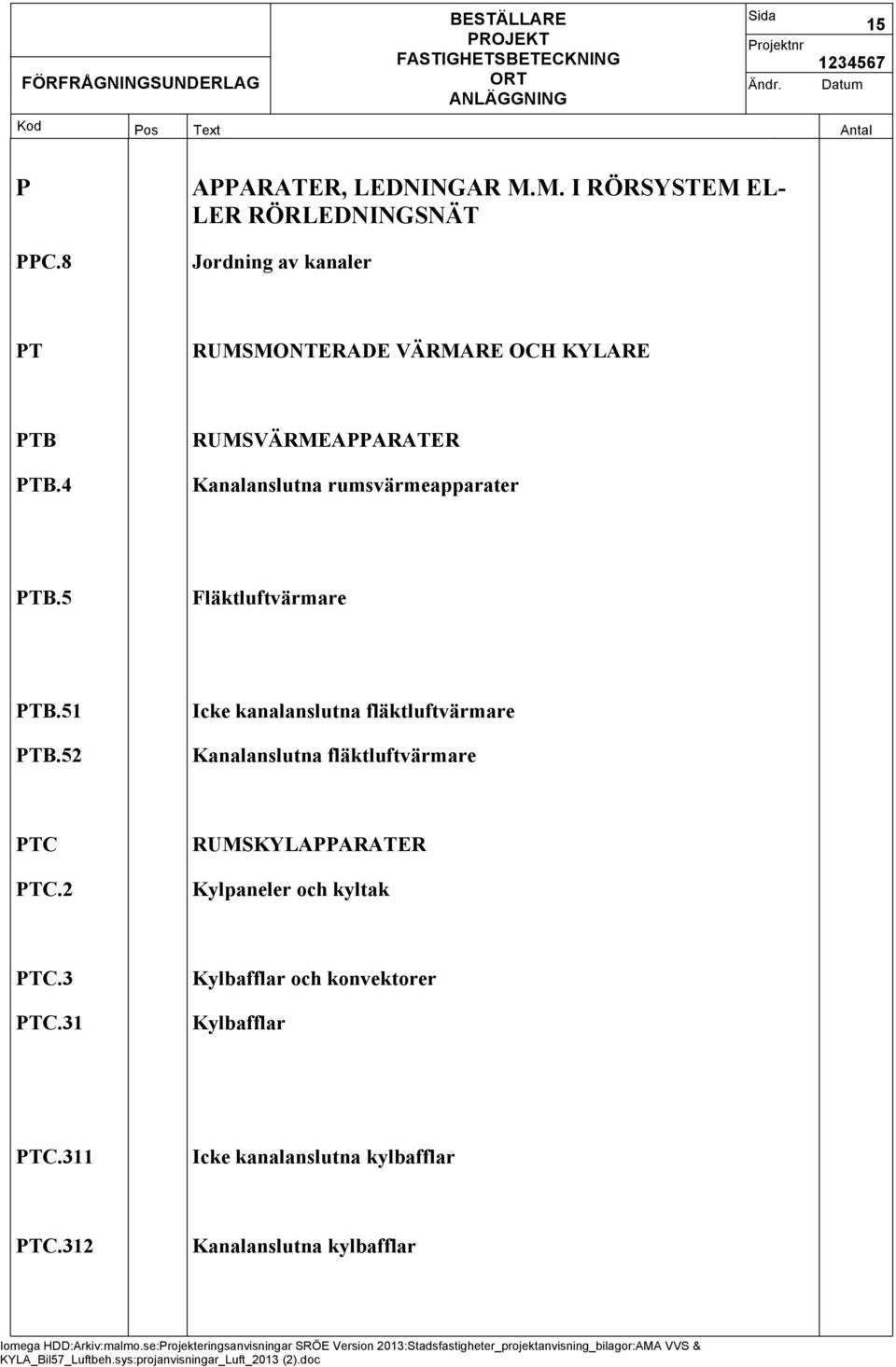 4 RUMSVÄRMEAPPARATER Kanalanslutna rumsvärmeapparater PTB.5 Fläktluftvärmare PTB.51 PTB.