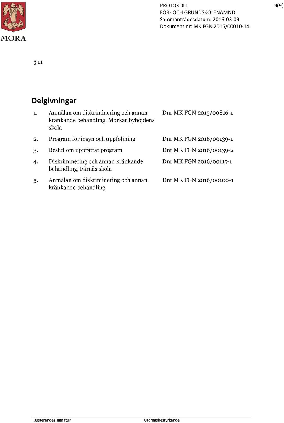 Program för insyn och uppföljning Dnr MK FGN 2016/00139-1 3.