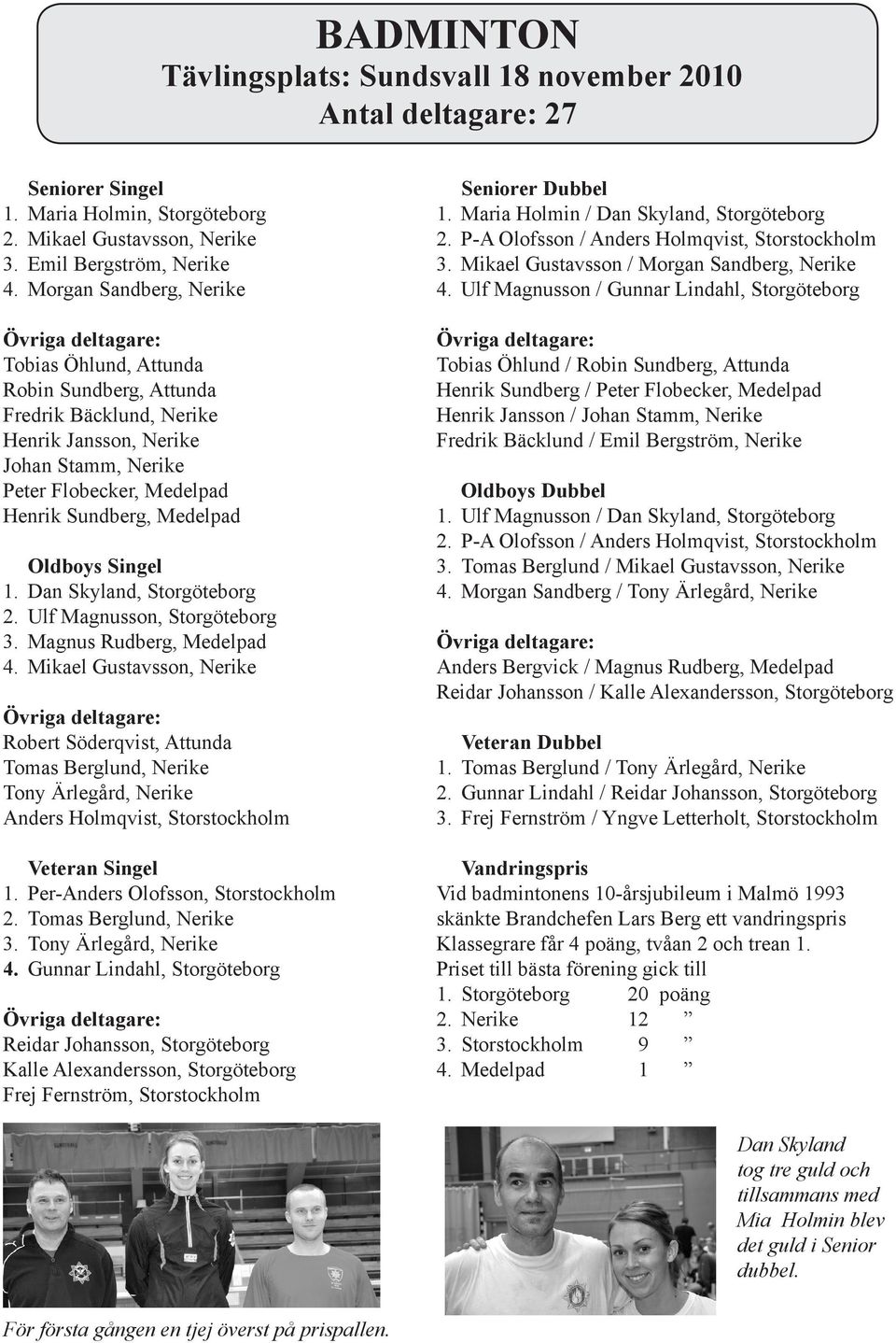 Dan Skyland, Storgöteborg 2. Ulf Magnusson, Storgöteborg 3. Magnus Rudberg, Medelpad 4.