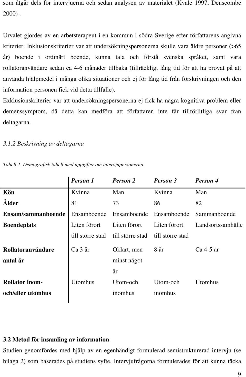 månader tillbaka (tillräckligt lång tid för att ha provat på att använda hjälpmedel i många olika situationer och ej för lång tid från förskrivningen och den information personen fick vid detta