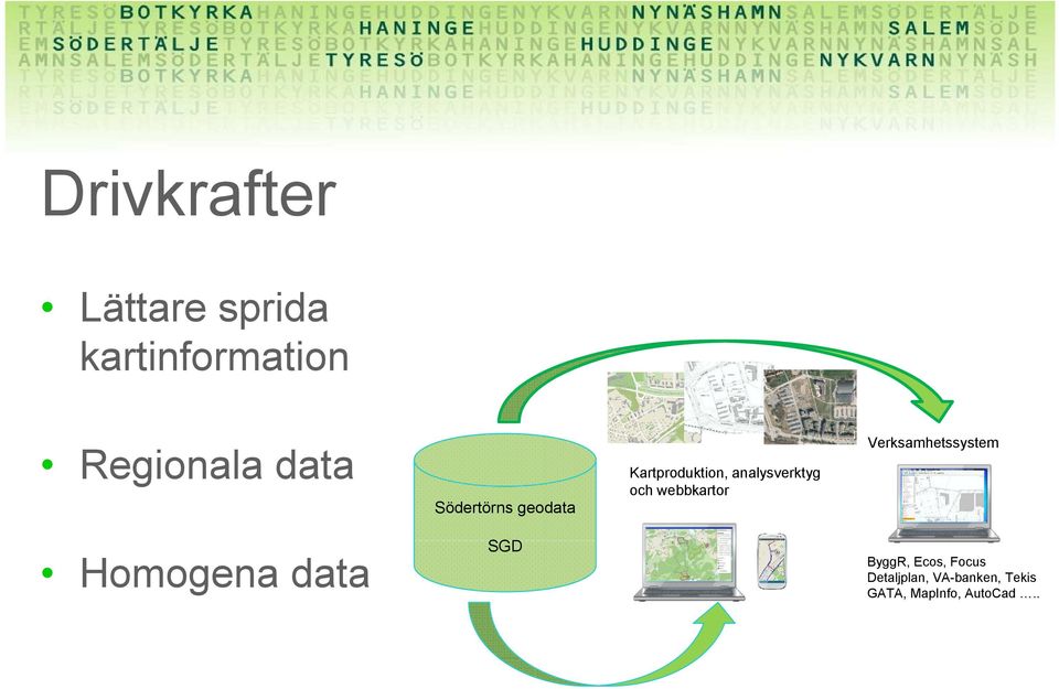 webbkartor Verksamhetssystem Homogena data SGD ByggR,