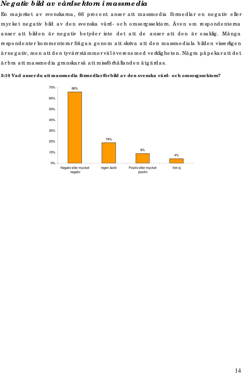 Många respondenter kommenterar frågan genom att skriva att den massmediala bilden visserligen är negativ, men att den tyvärr stämmer väl överens med verkligheten.