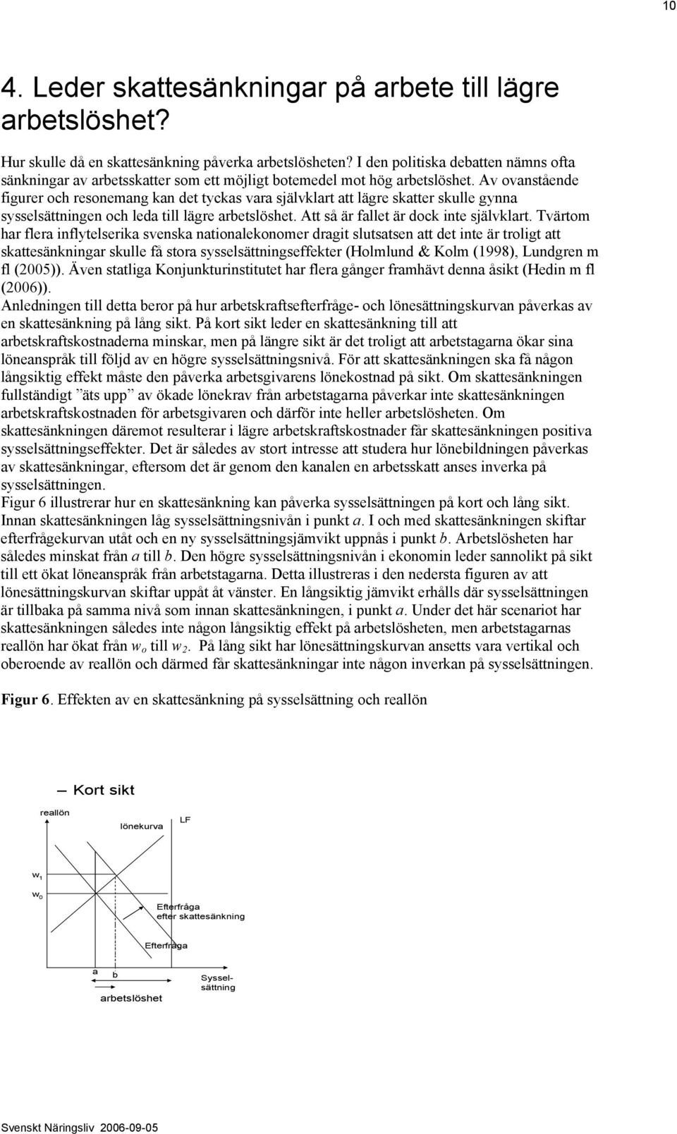 Av ovanstående figurer och resonemang kan det tyckas vara självklart att lägre skatter skulle gynna sysselsättningen och leda till lägre arbetslöshet. Att så är fallet är dock inte självklart.