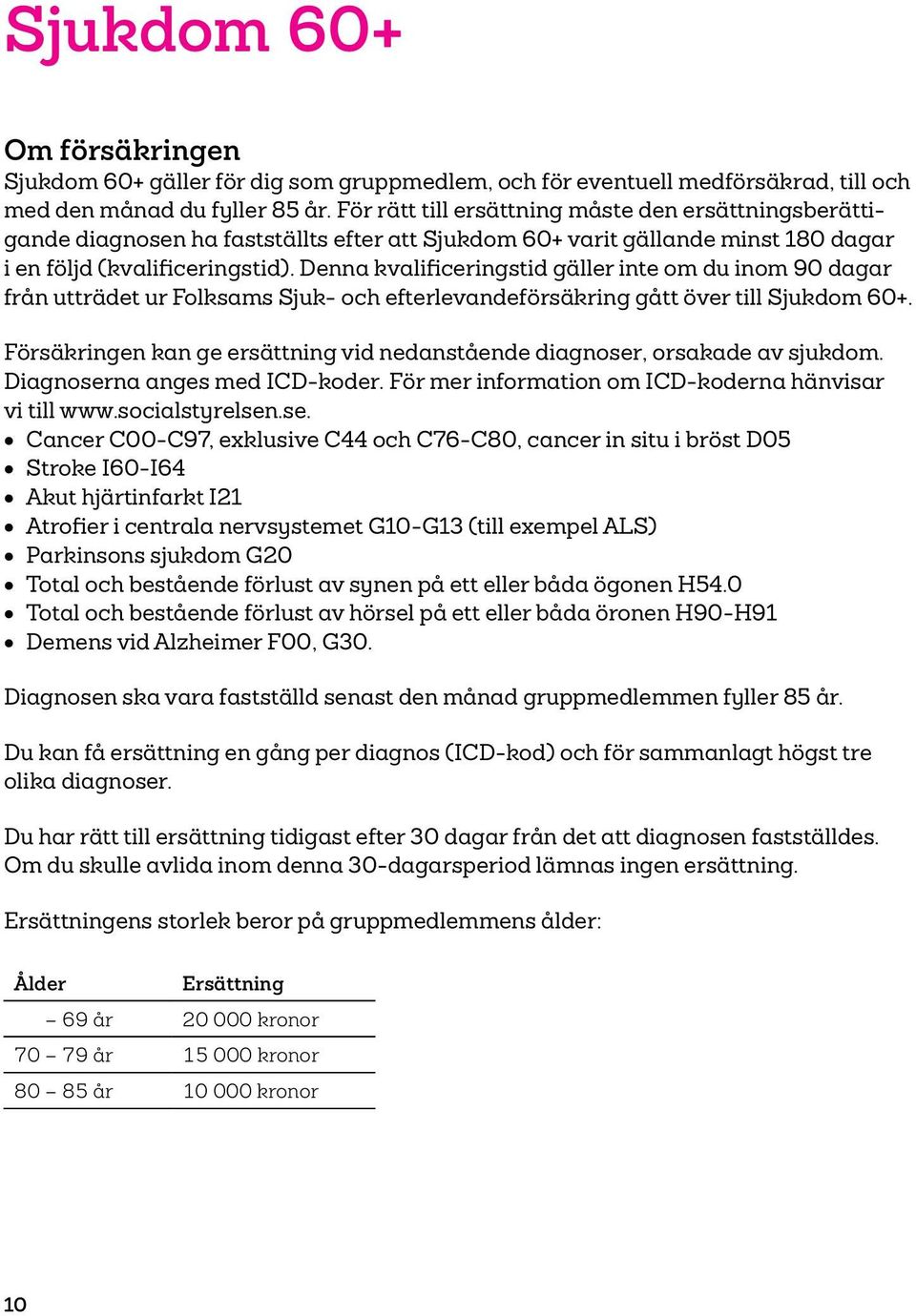 Denna kvalificeringstid gäller inte om du inom 90 dagar från utträdet ur Folksams Sjuk- och efterlevandeförsäkring gått över till Sjukdom 60+.