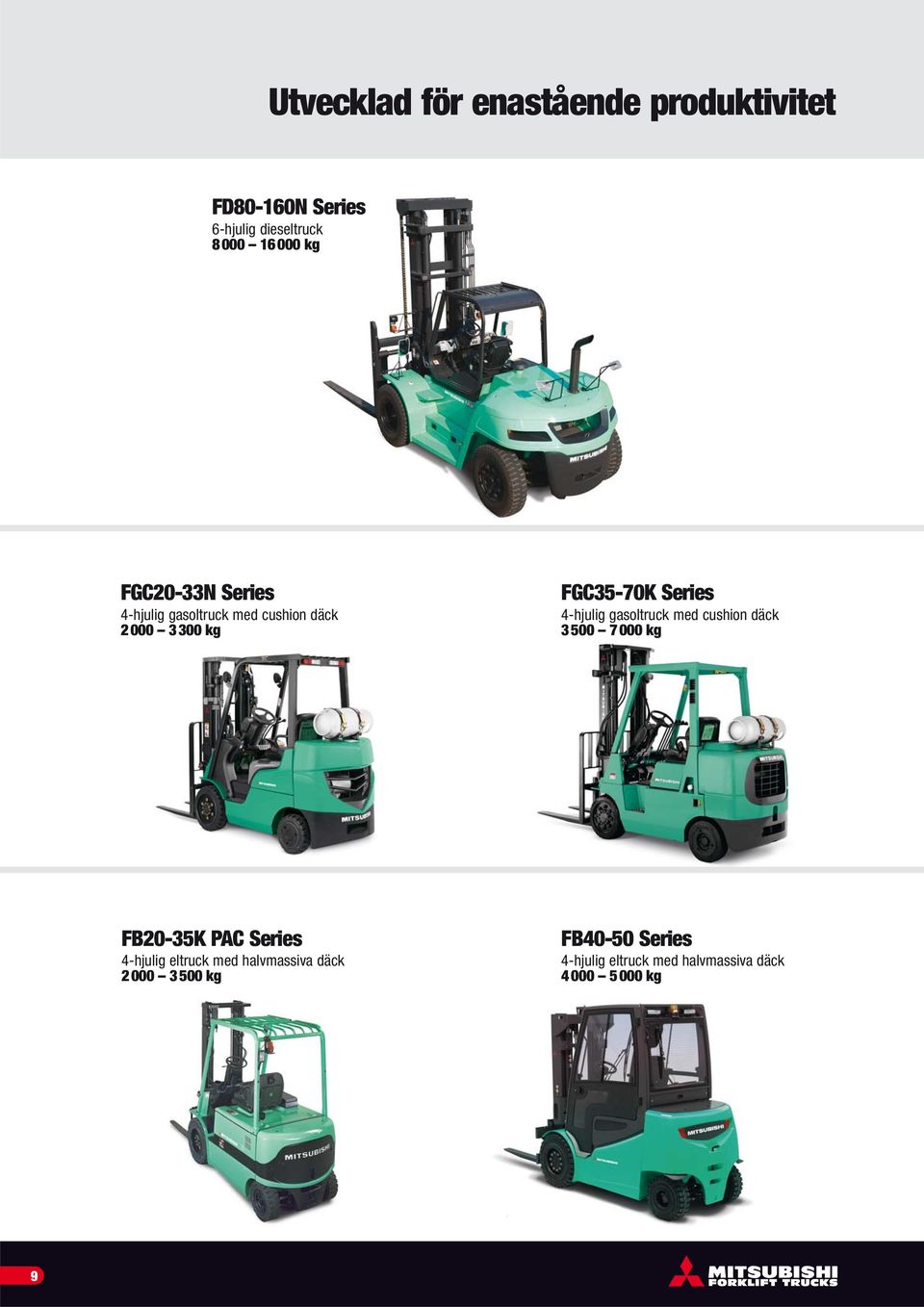 4-hjulig gasoltruck med cushion däck 3500 7000 kg FB20-35K PAC Series 4-hjulig eltruck med