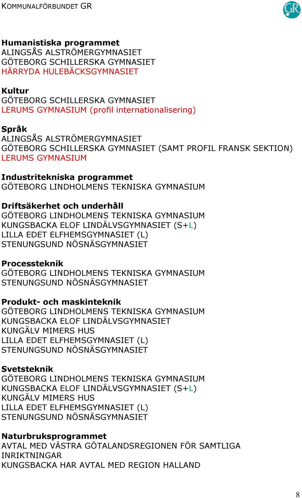 programmet Driftsäkerhet och underhåll (S+L) Processteknik Produkt- och maskinteknik Svetsteknik (S+L)