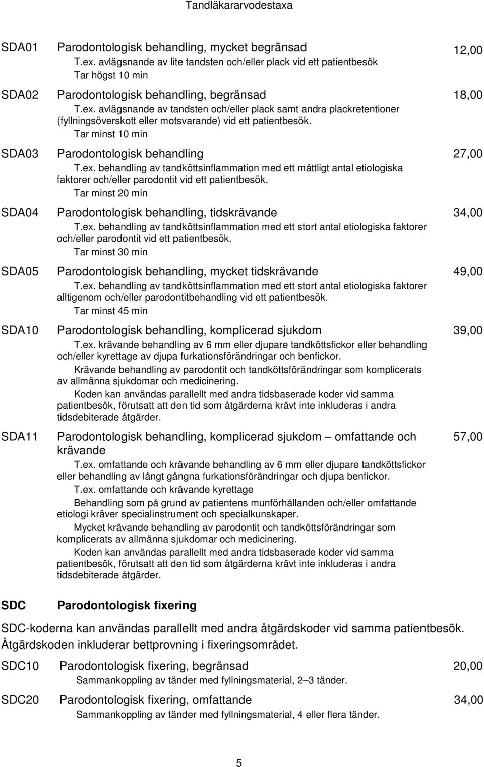 avlägsnande av tandsten och/eller plack samt andra plackretentioner (fyllningsöverskott eller motsvarande) vid ett patientbesök. Tar minst 10 min Parodontologisk behandling T.ex.