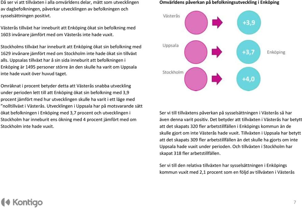 Stockholms tillväxt har inneburit att Enköping ökat sin befolkning med 1629 invånare jämfört med om Stockholm inte hade ökat sin tillväxt alls.