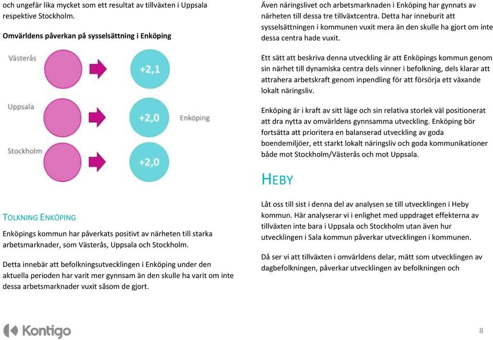 Detta har inneburit att sysselsättningen i kommunen vuxit mera än den skulle ha gjort om inte dessa centra hade vuxit.