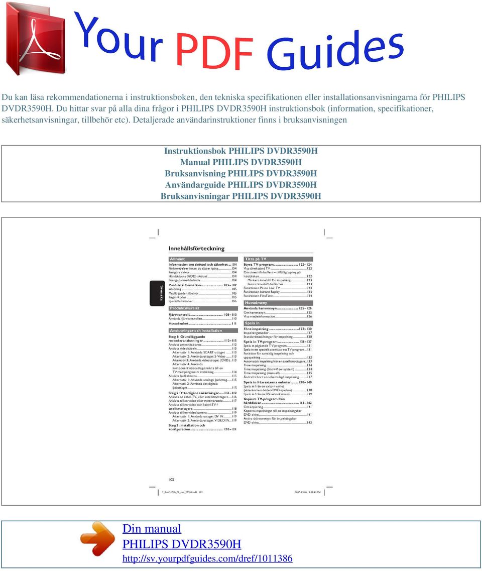 Du hittar svar på alla dina frågor i instruktionsbok (information, specifikationer,