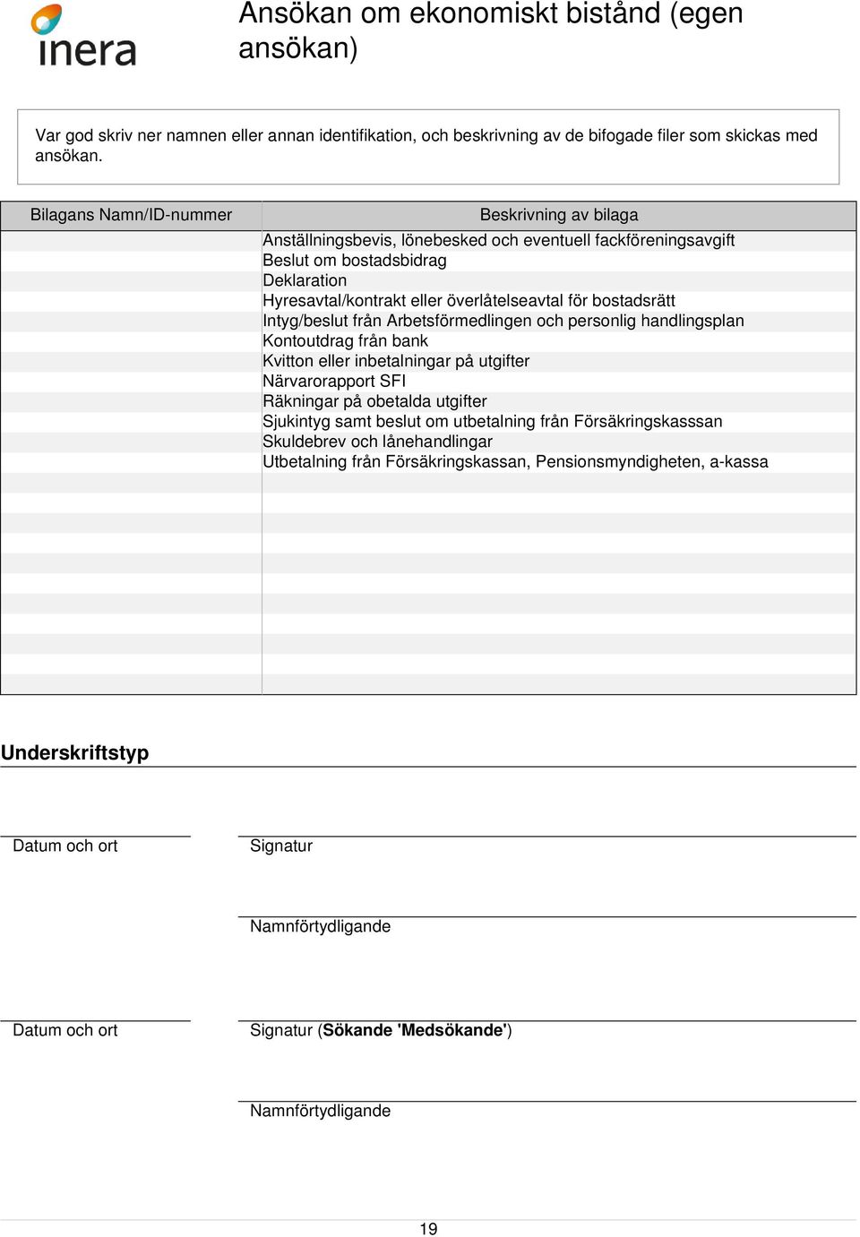 bostadsrätt Intyg/beslut från Arbetsförmedlingen och personlig handlingsplan Kontoutdrag från bank Kvitton eller inbetalningar på utgifter Närvarorapport SFI Räkningar på obetalda utgifter