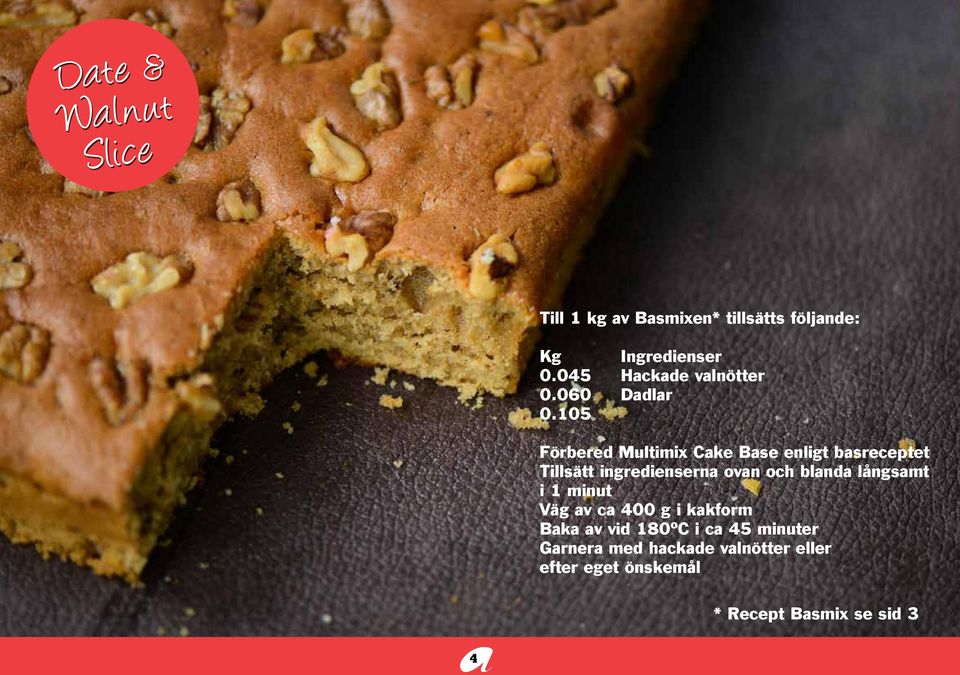 105 Förbered Multimix Cake Base enligt basreceptet Tillsätt ingredienserna ovan och blanda