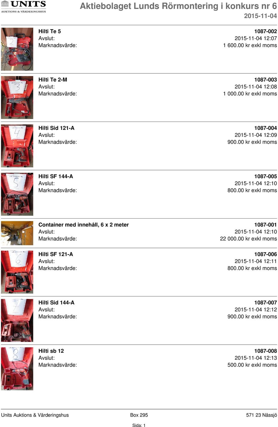 meter 1087-001 Avslut: 12:10 22 000.