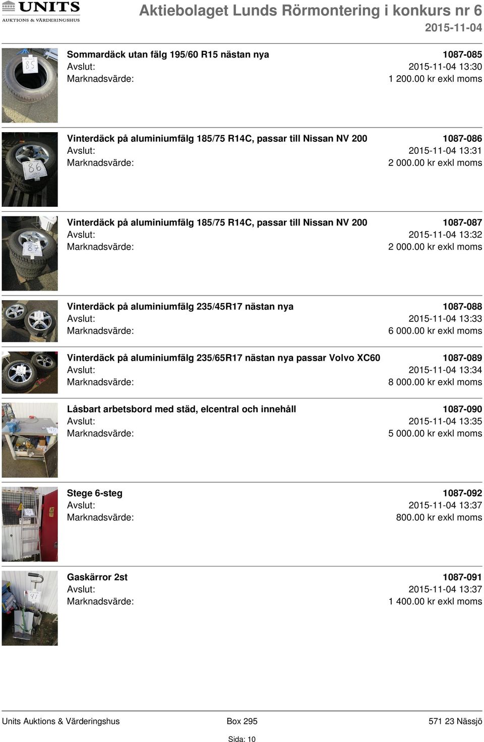 00 kr exkl moms Vinterdäck på aluminiumfälg 185/75 R14C, passar till Nissan NV 200 1087-087 Avslut: 13:32 2 000.