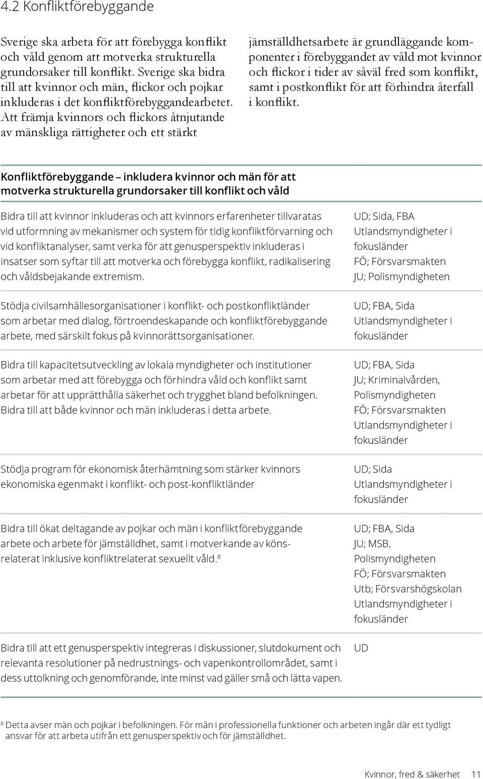 Att främja kvinnors och flickors åtnjutande av mänskliga rättigheter och ett stärkt jämställdhetsarbete är grundläggande komponenter i förebyggandet av våld mot kvinnor och flickor i tider av såväl