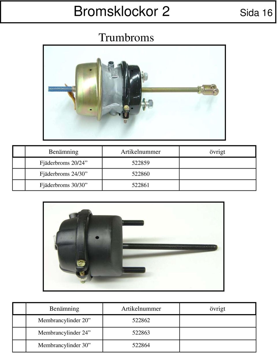 Fjäderbroms 30/30 522861 Benämning Artikelnummer övrigt