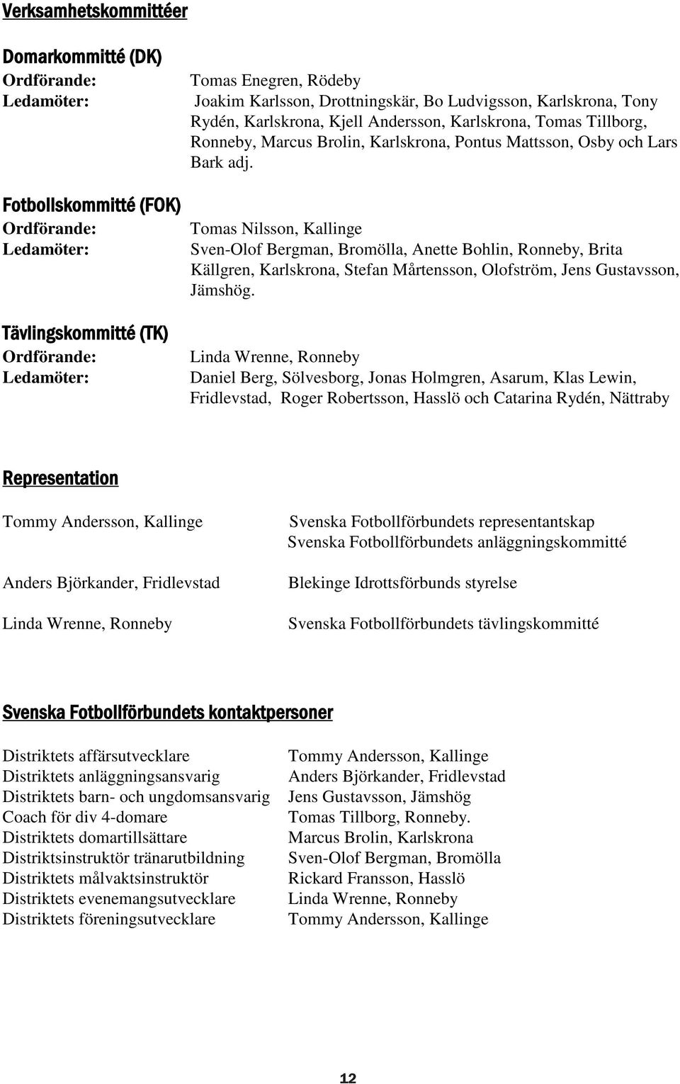 Tomas Nilsson, Kallinge Sven-Olof Bergman, Bromölla, Anette Bohlin, Ronneby, Brita Källgren, Karlskrona, Stefan Mårtensson, Olofström, Jens Gustavsson, Jämshög.