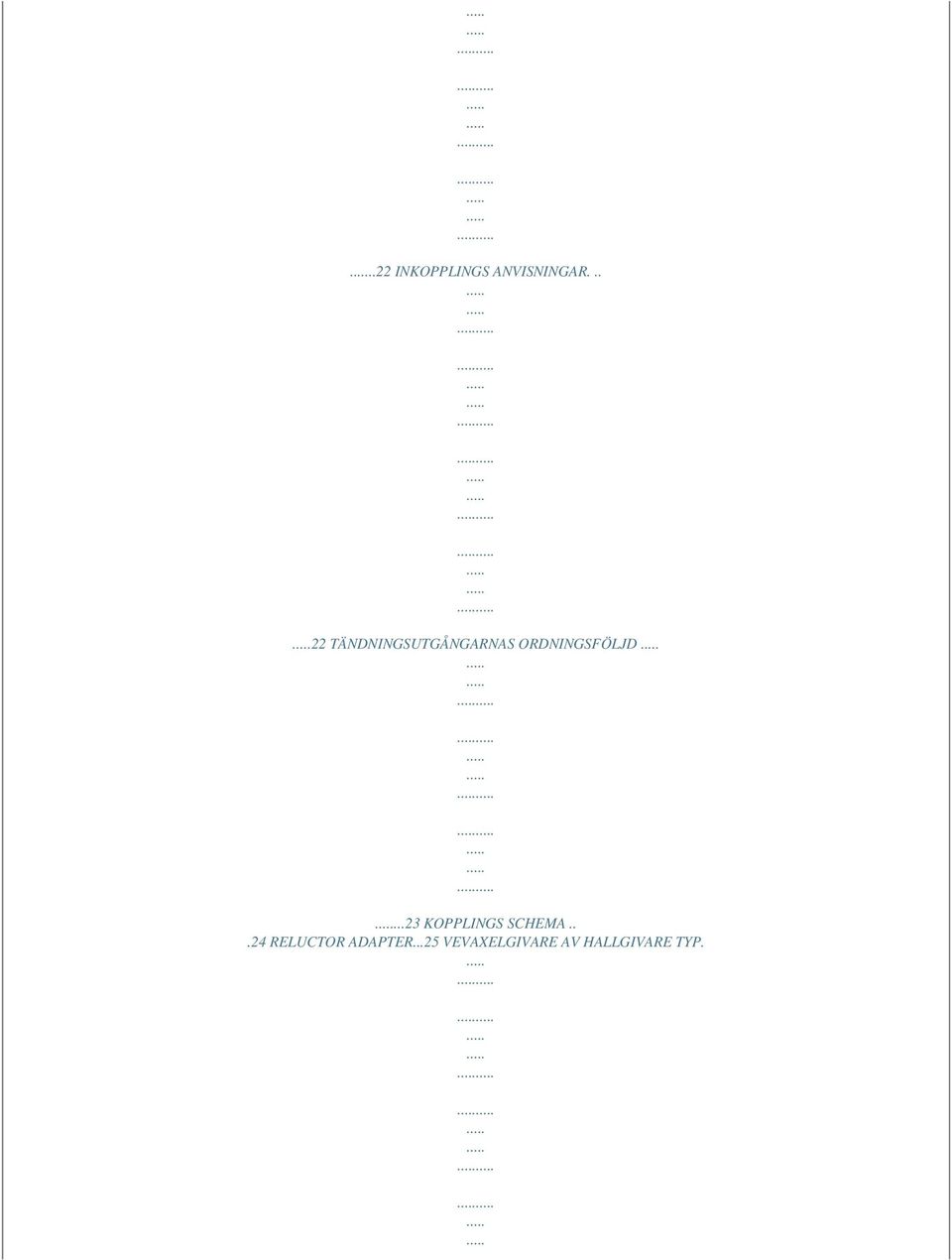 ORDNINGSFÖLJD...23 KOPPLINGS SCHEMA.