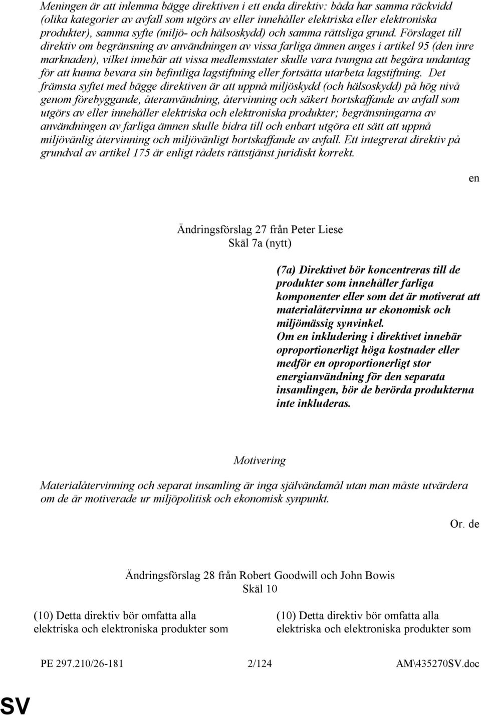 Förslaget till direktiv om begränsning av användningen av vissa farliga ämnen anges i artikel 95 (den inre marknaden), vilket innebär att vissa medlemsstater skulle vara tvungna att begära undantag