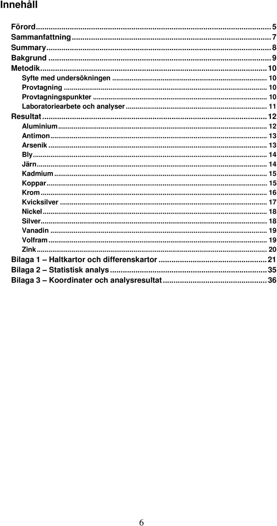 .. 14 Järn... 14 Kadmium... 15 Koppar... 15 Krom... 16 Kvicksilver... 17 Nickel... 18 Silver... 18 Vanadin... 19 Volfram... 19 Zink.