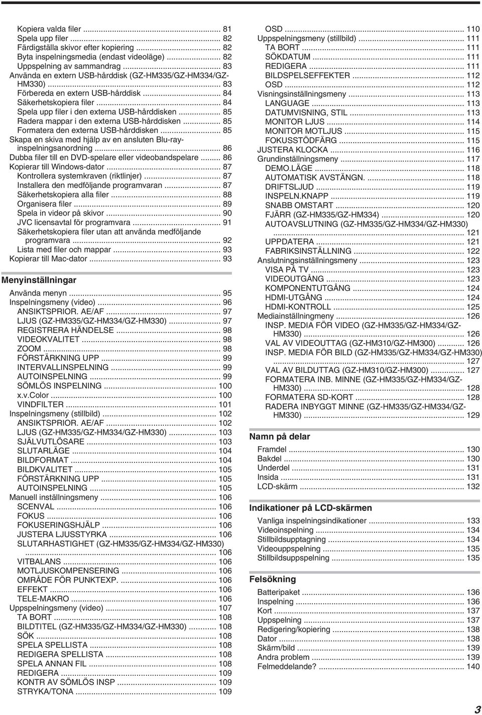 .. 85 Radera mappar i den externa USB-hårddisken... 85 Formatera den externa USB-hårddisken... 85 Skapa en skiva med hjälp av en ansluten Blu-rayinspelningsanordning.