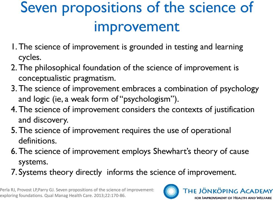 The science of improvement embraces a combination of psychology and logic (ie, a weak form of psychologism ). 4.