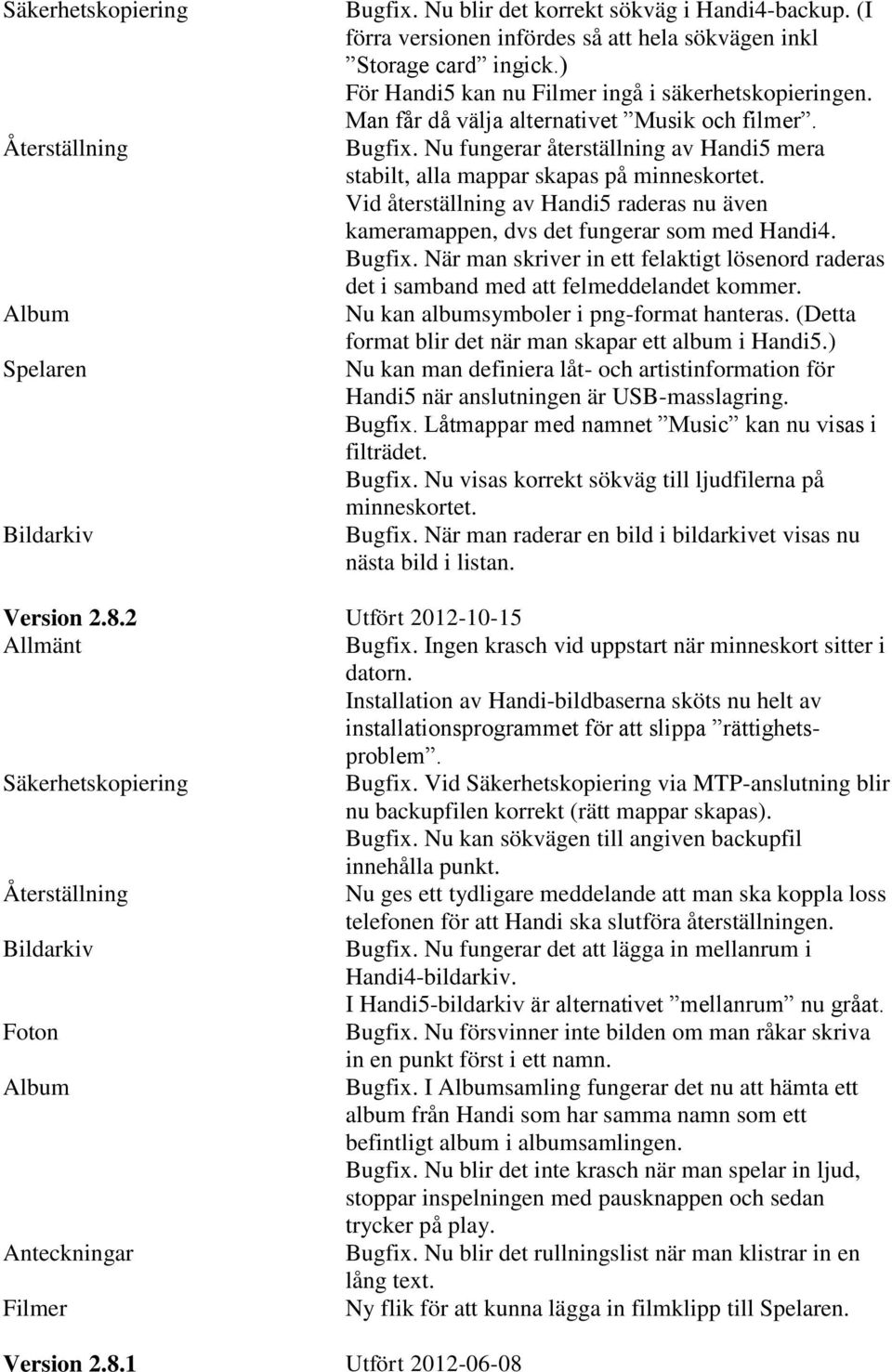 Vid återställning av Handi5 raderas nu även kameramappen, dvs det fungerar som med Handi4. Bugfix. När man skriver in ett felaktigt lösenord raderas det i samband med att felmeddelandet kommer.