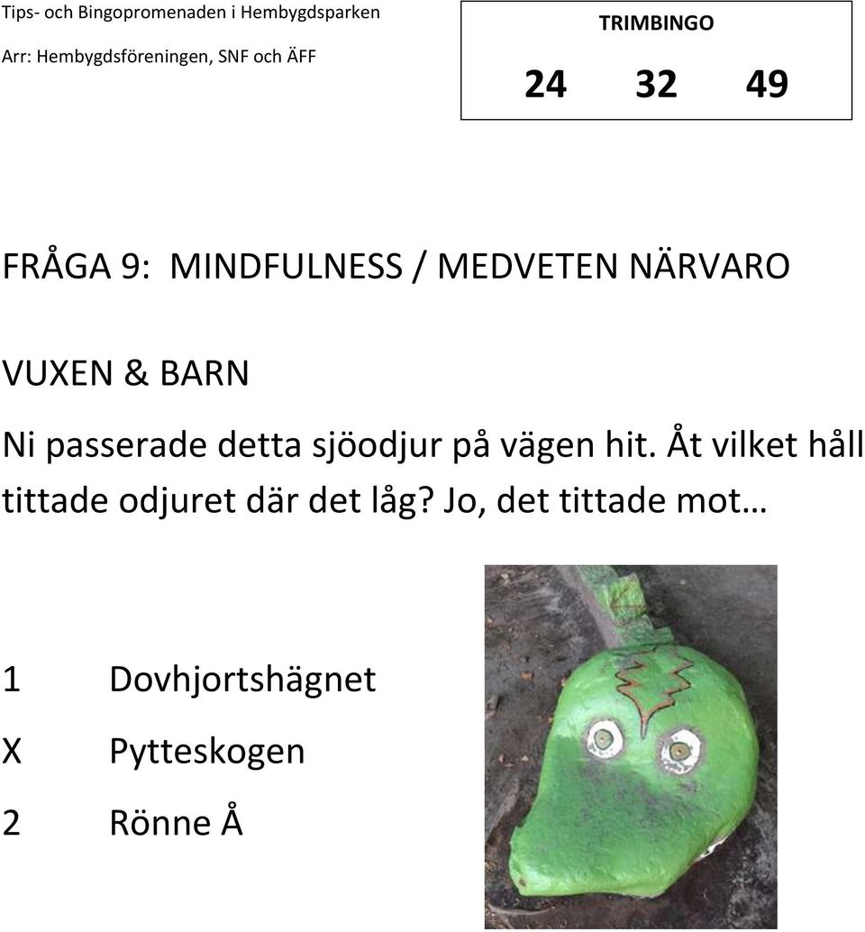 hit. Åt vilket håll tittade odjuret där det låg?