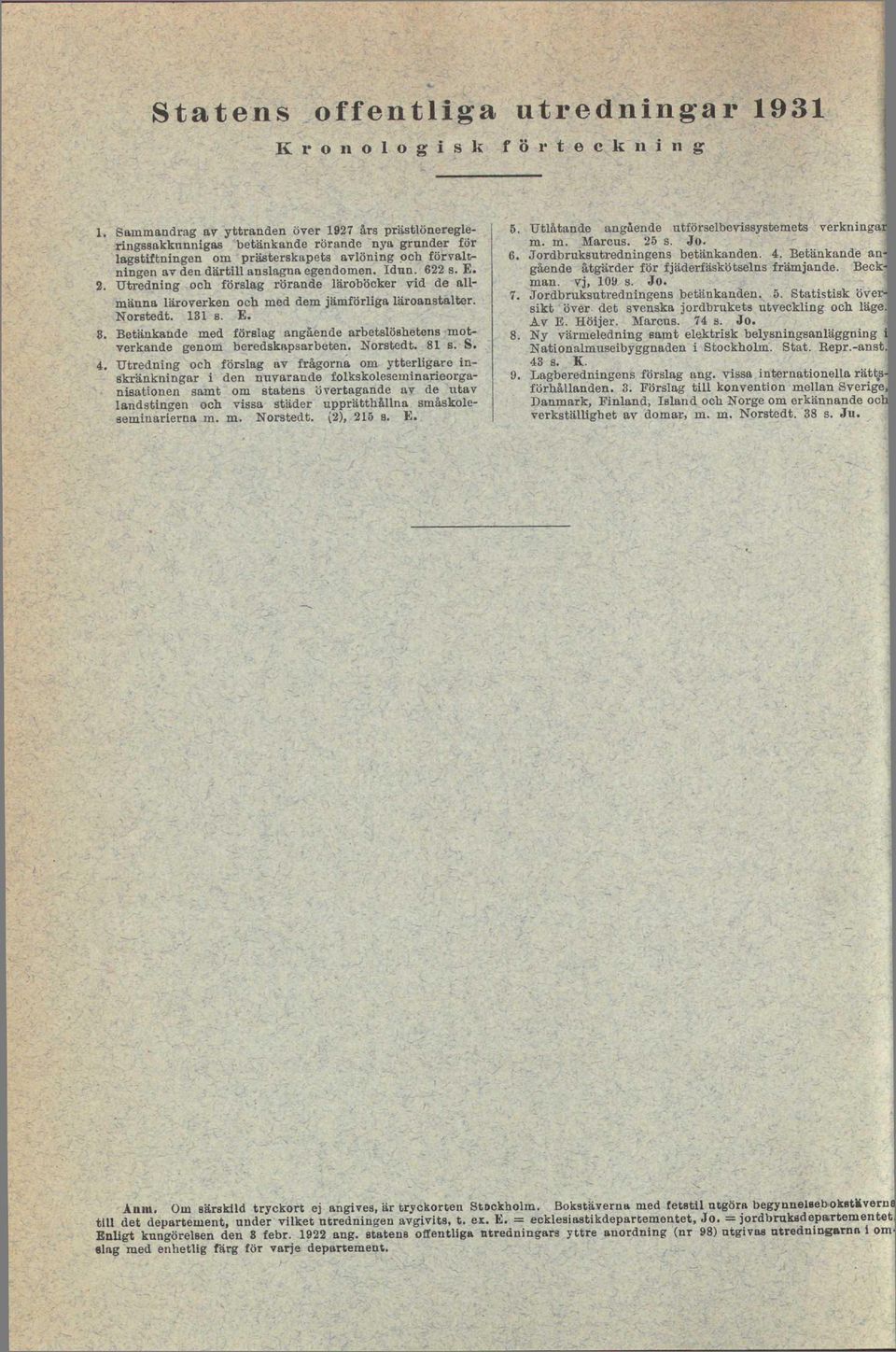 Idun. 622 s. E. 2. Utredning och förslag rörande läroböcker vid de allmänna läroverken och med dem jämförliga läroanstalter. Norstedt. 131 s. E. 8.