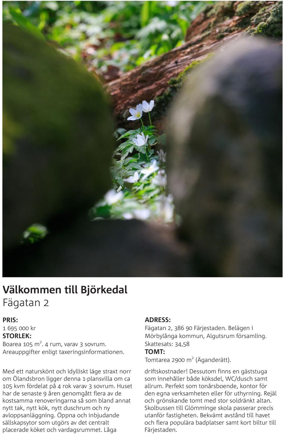 Huset har de senaste 9 åren genomgått flera av de kostsamma renoveringarna så som bland annat nytt tak, nytt kök, nytt duschrum och ny avloppsanläggning.
