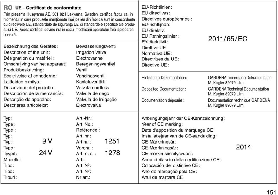 Bezeichnung des Gerätes: Description of the unit: Désignation du matériel : Omschrijving van het apparaat: Produktbeskrivning: Beskrivelse af enhederne: Laitteiden nimitys: Descrizione del prodotto: