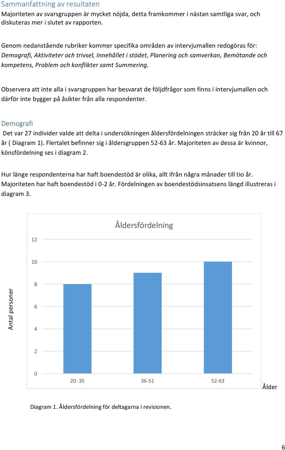 Problem och konflikter samt Summering. Observera att inte alla i svarsgruppen har besvarat de följdfrågor som finns i intervjumallen och därför inte bygger på åsikter från alla respondenter.
