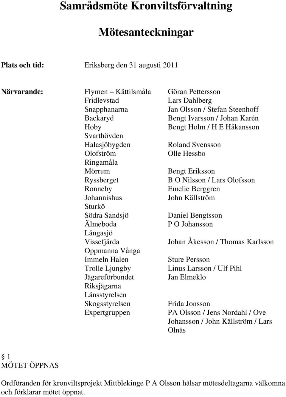 Nilsson / Lars Olofsson Ronneby Emelie Berggren Johannishus John Källström Sturkö Södra Sandsjö Daniel Bengtsson Älmeboda P O Johansson Långasjö Vissefjärda Johan Åkesson / Thomas Karlsson Oppmanna