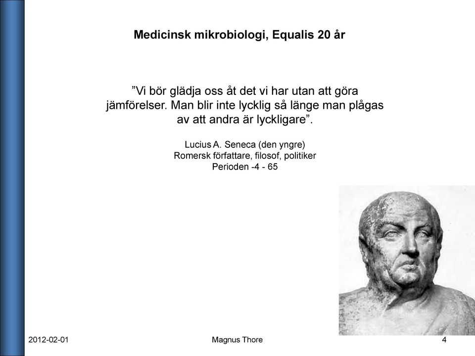 Man blir inte lycklig så länge man plågas av att andra är lyckligare.