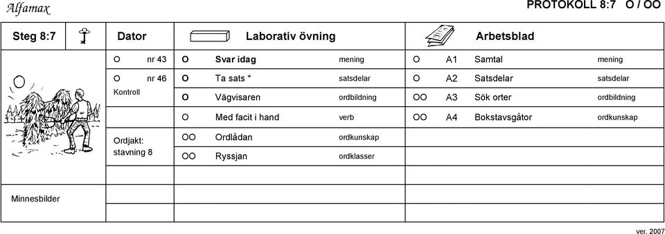 Kontroll O Vägvisaren ordbildning OO A3 Sök orter ordbildning O Med facit i hand verb