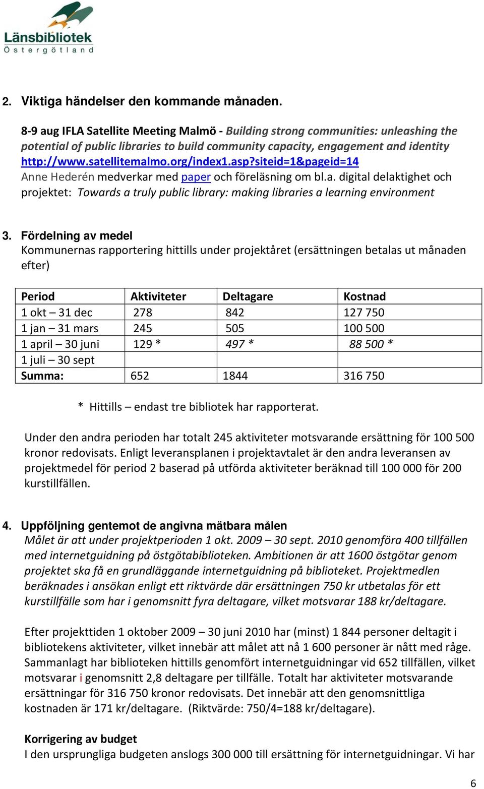 org/index1.asp?siteid=1&pageid=14 Anne Hederén medverkar med paper och föreläsning om bl.a. digital delaktighet och projektet: Towards a truly public library: making libraries a learning environment 3.