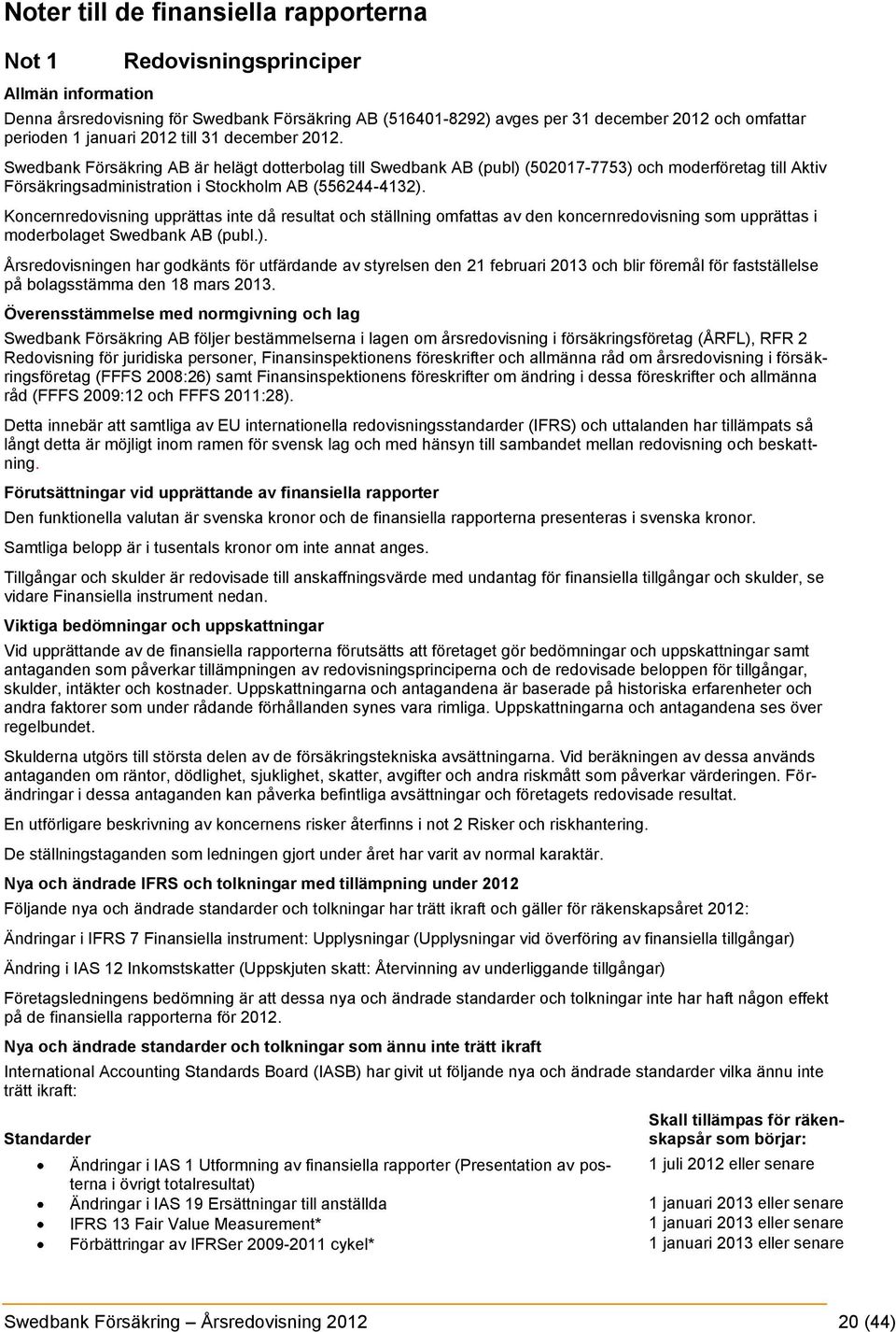 Swedbank Försäkring AB är helägt dotterbolag till Swedbank AB (publ) (502017-7753) och moderföretag till Aktiv Försäkringsadministration i Stockholm AB (556244-4132).
