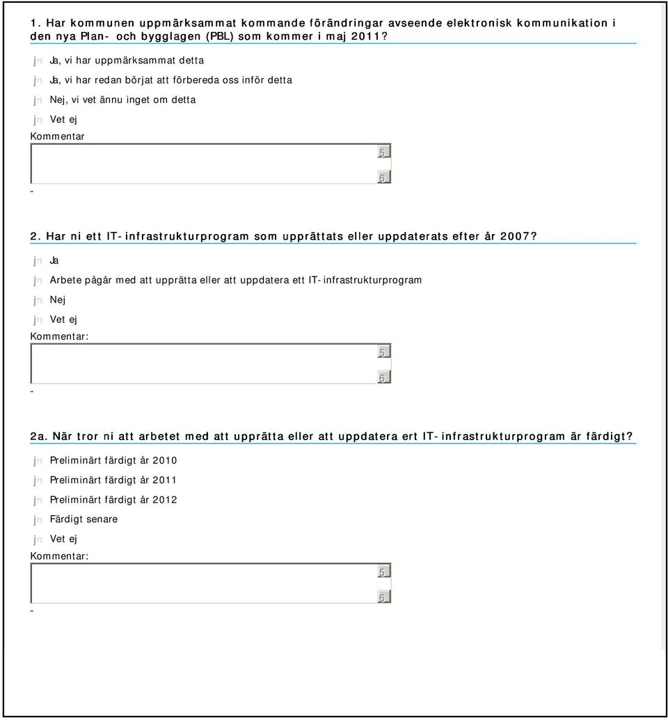 Har ni ett IT-infrastrukturprogram som upprättats eller uppdaterats efter år 2007?