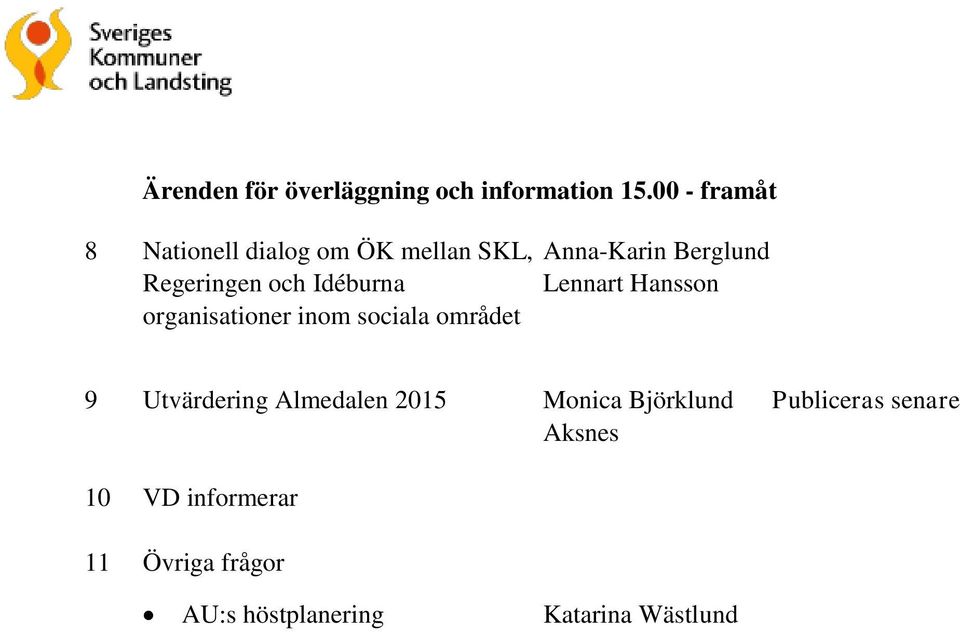 organisationer inom sociala området Anna-Karin Berglund Lennart Hansson 9