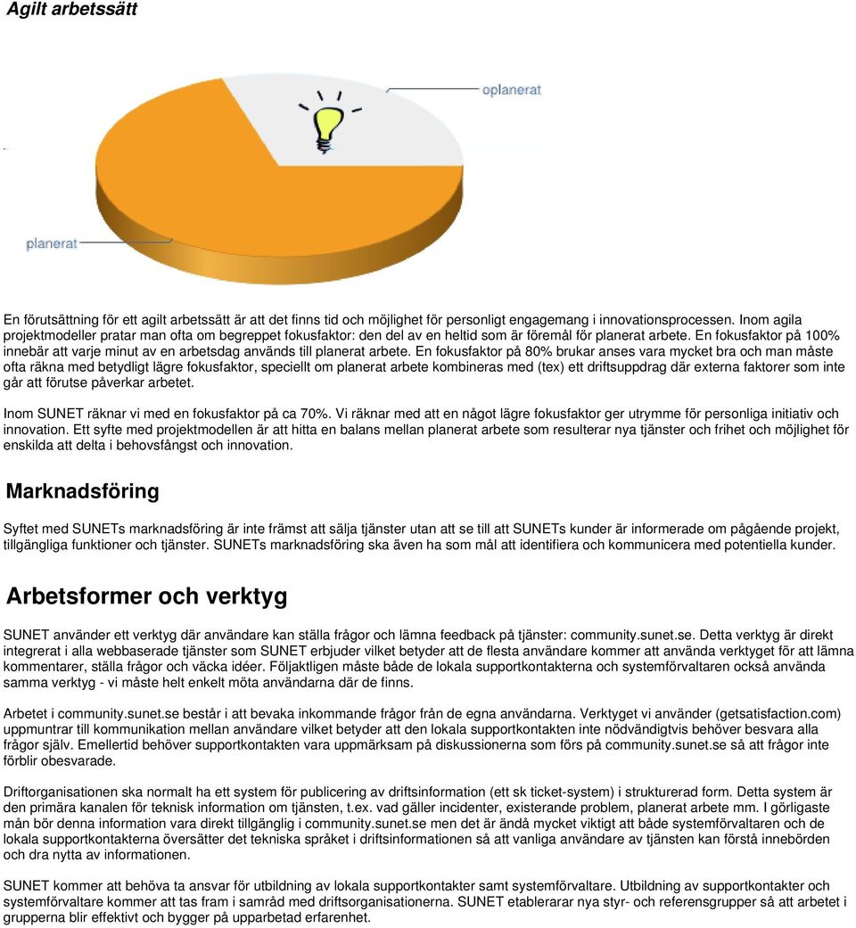 En fokusfaktor på 100% innebär att varje minut av en arbetsdag används till planerat arbete.