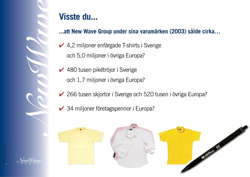 enfärgade T-shirts i Sverige och 5,0 miljoner i övriga Europa?