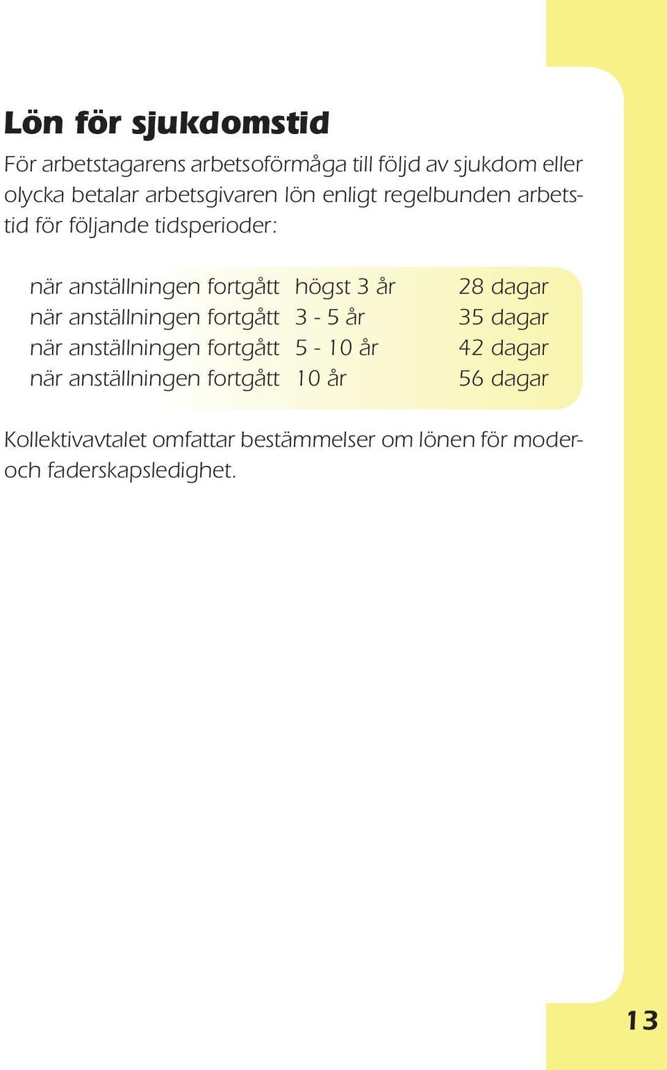 3 år när anställningen fortgått 3-5 år när anställningen fortgått 5-10 år när anställningen fortgått 10 år