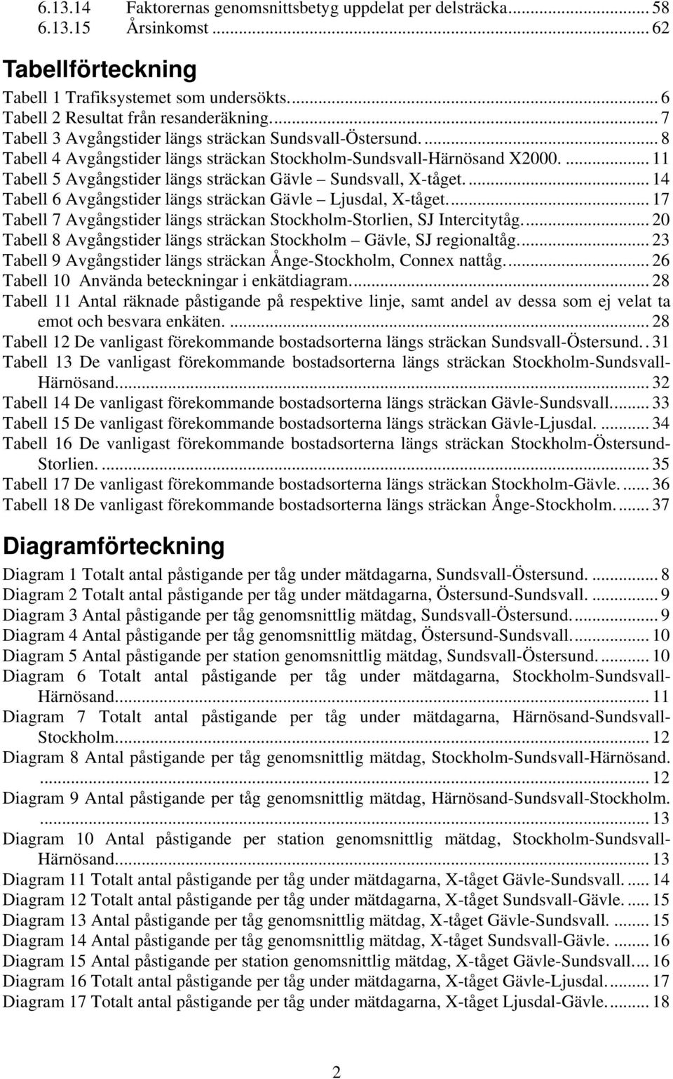 .. 14 Tabell 6 Avgångstider längs sträckan Gävle Ljusdal,... 17 Tabell 7 Avgångstider längs sträckan Stockholm-Storlien, SJ Intercitytåg.