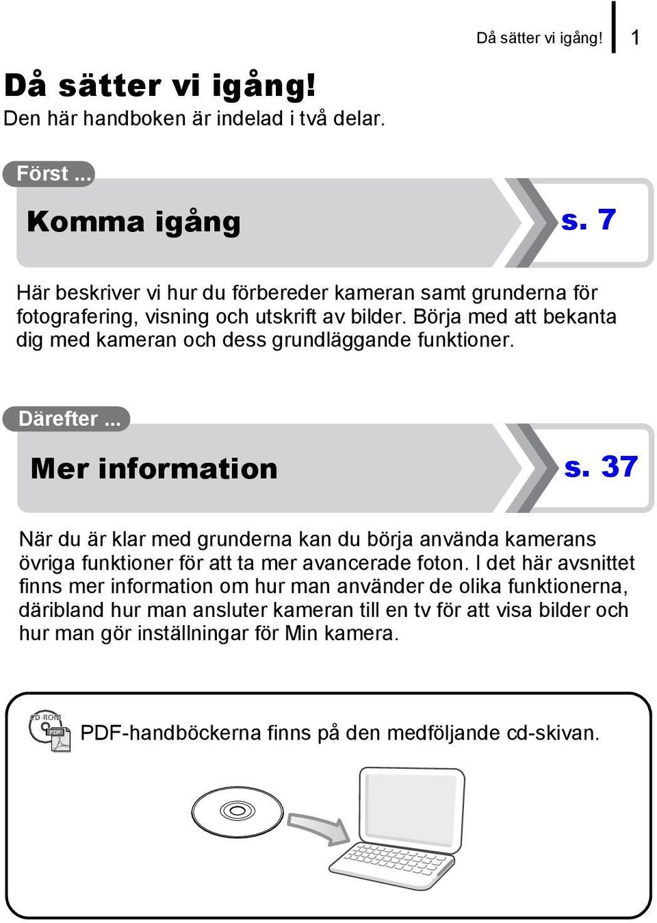 Börja med att bekanta dig med kameran och dess grundläggande funktioner. Därefter... Mer information s.