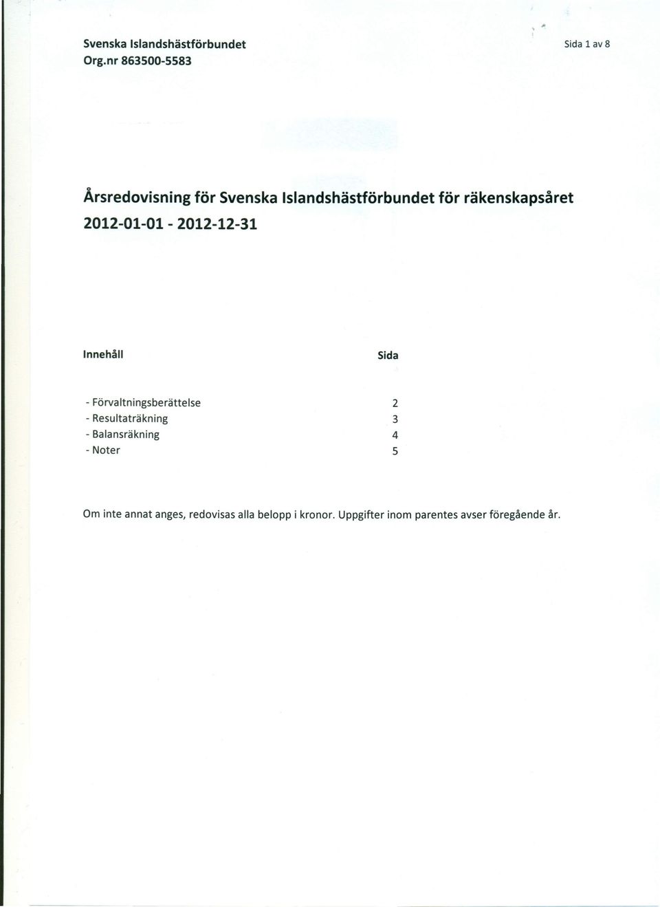 Förvaltningsberättelse - Resultaträkning - Balansräkning - Noter 2 3 4