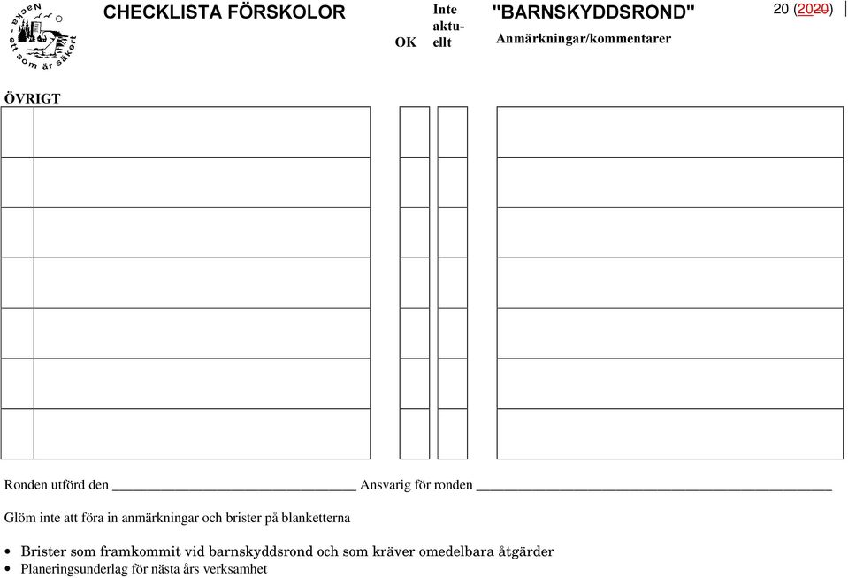 Brister som framkommit vid barnskyddsrond och som kräver