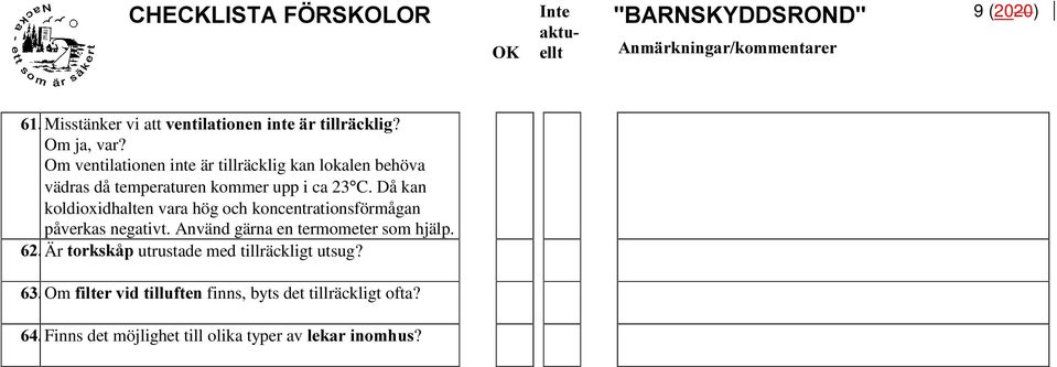 Då kan koldioxidhalten vara hög och koncentrationsförmågan påverkas negativt.