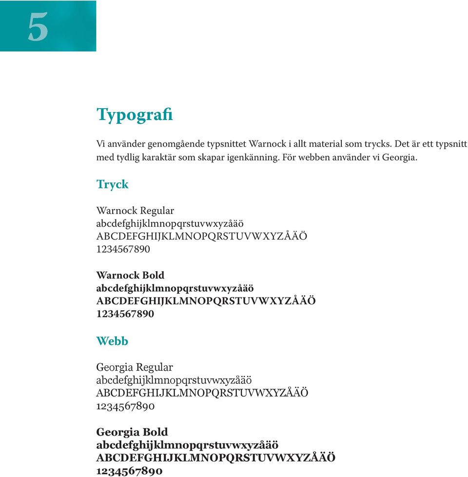 Tryck Warnock Regular abcdefghijklmnopqrstuvwxyzåäö ABCDEFGHIJKLMNOPQRSTUVWXYZÅÄÖ 1234567890 Warnock Bold
