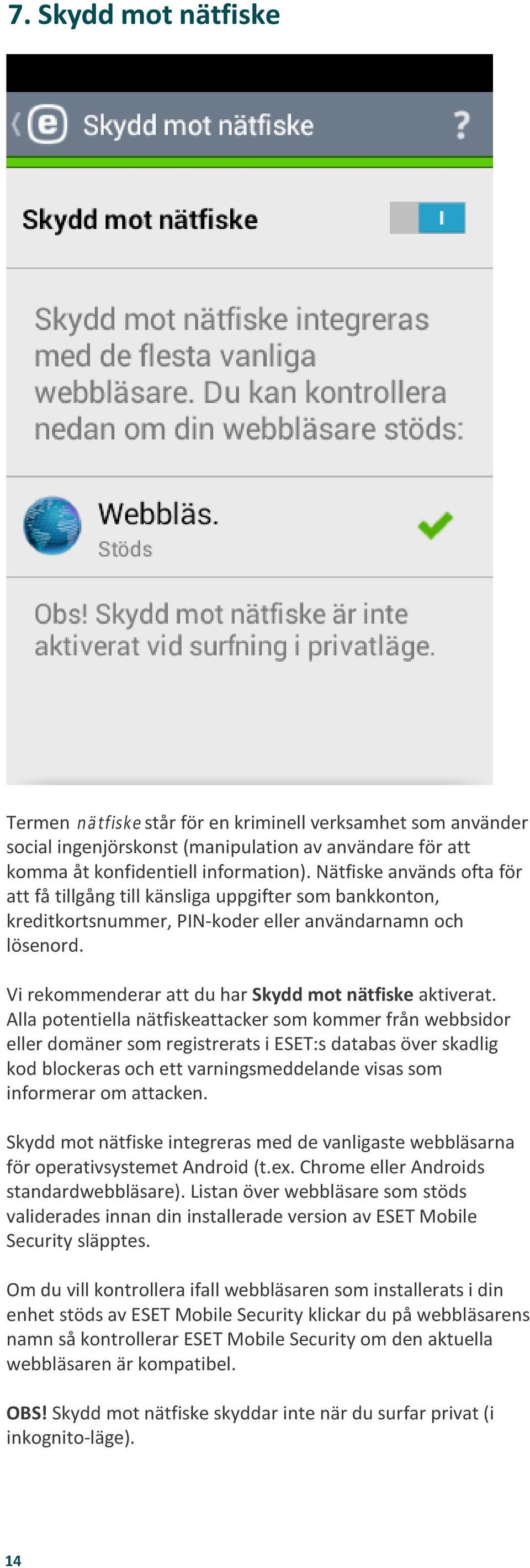 Vi rekommenderar att du har Skydd mot nätfiske aktiverat.